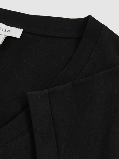 Reiss Sale - Cotton-Jersey V-Neck T-Shirt in Black
