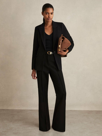 Reiss Petite Flared Suit Trousers in Black