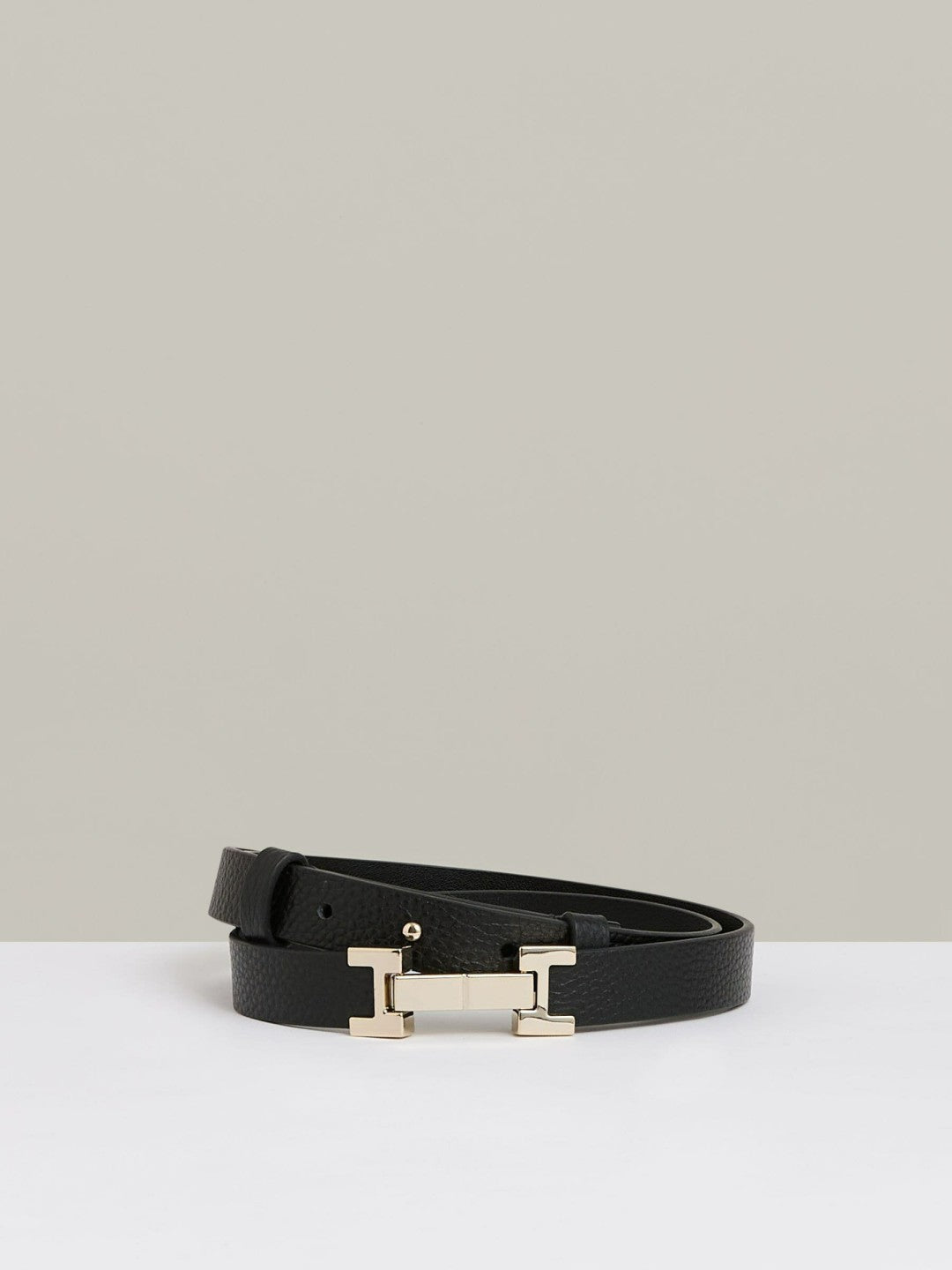 Reiss Value - Leather Square Hinge Belt in Black