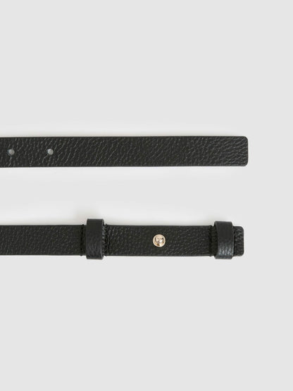 Reiss Value - Leather Square Hinge Belt in Black