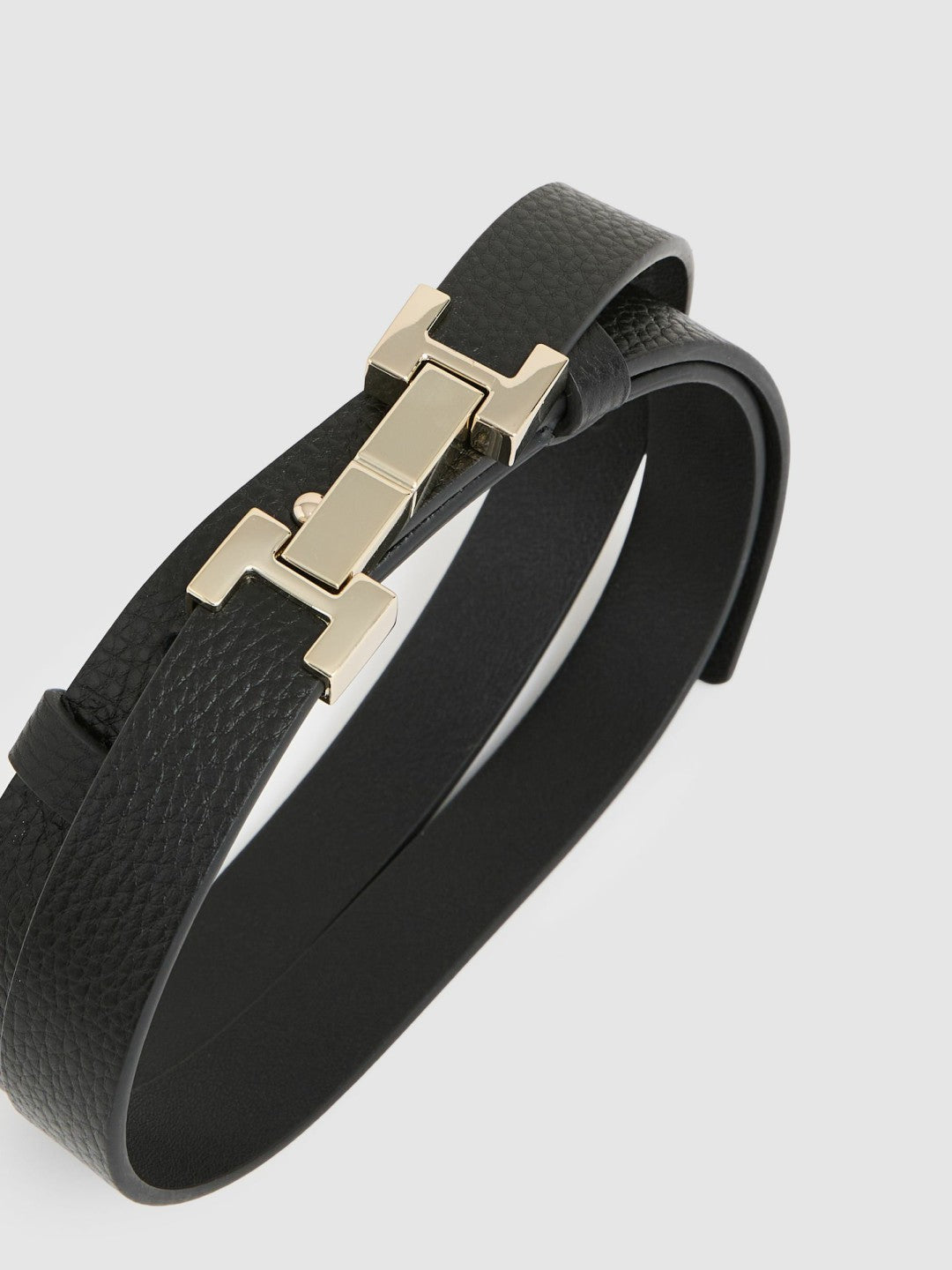 Reiss Value - Leather Square Hinge Belt in Black