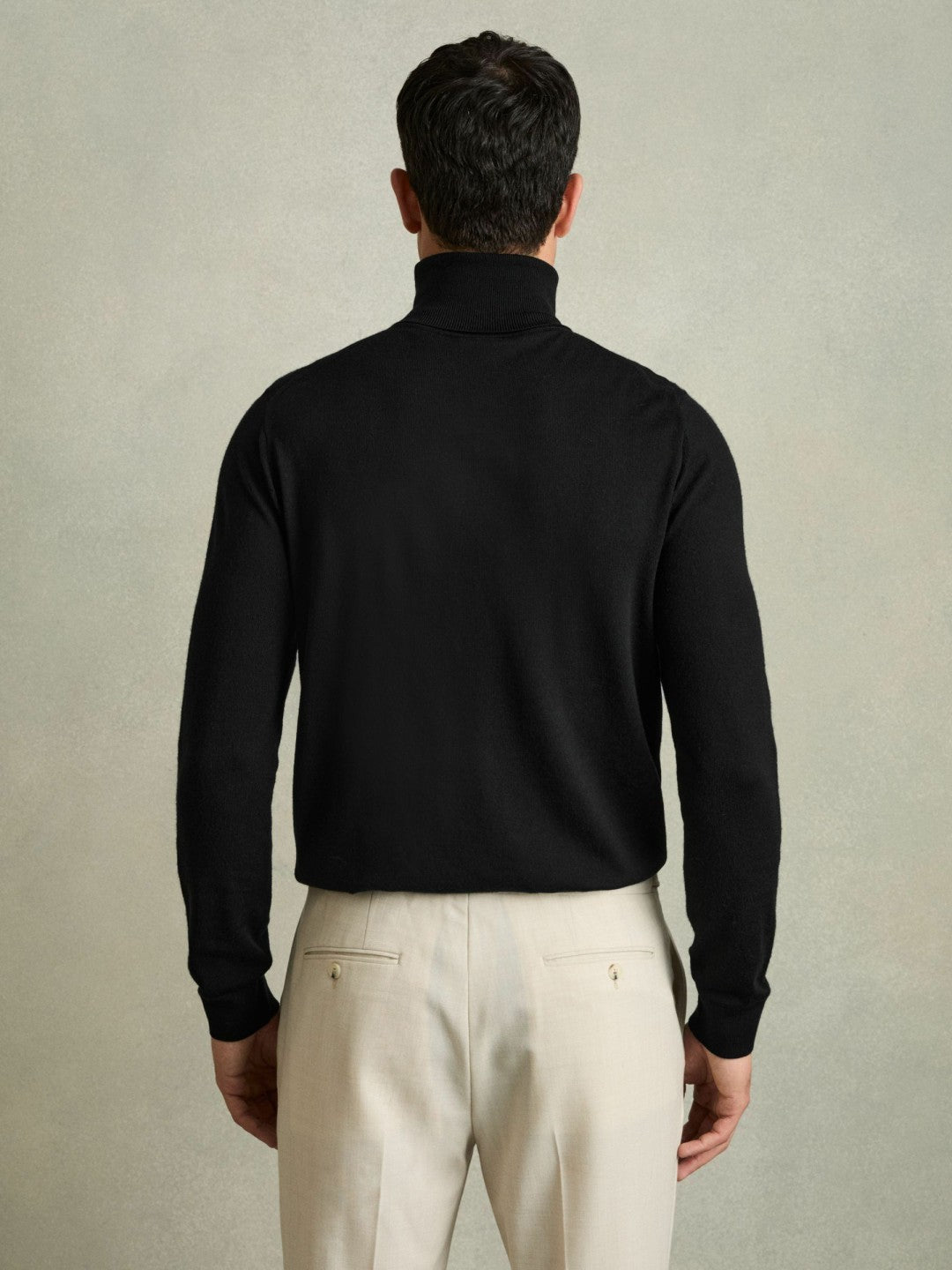 Reiss Offer - Slim Fit Merino Wool Roll Neck Jumper in Black