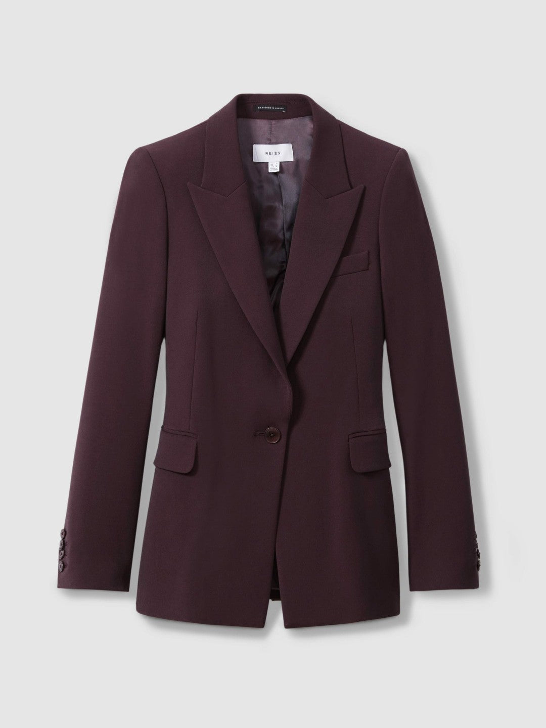Reiss Tailored Single Breasted Suit Blazer in Berry