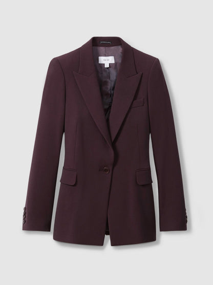 Reiss Tailored Single Breasted Suit Blazer in Berry
