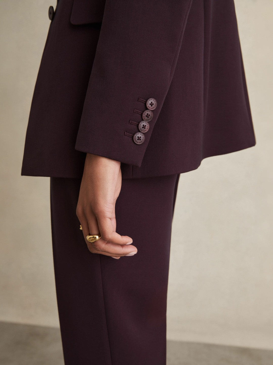 Reiss Tailored Single Breasted Suit Blazer in Berry
