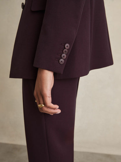 Reiss Tailored Single Breasted Suit Blazer in Berry