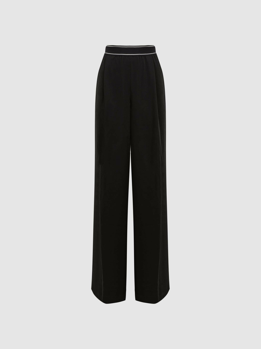 Reiss Wide Leg Elasticated Trousers in Black