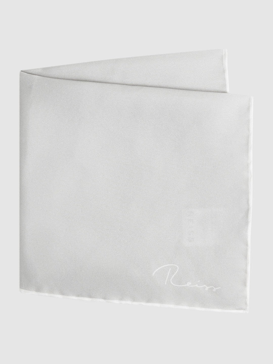 Reiss Offer - Plain Silk Pocket Square in Silver