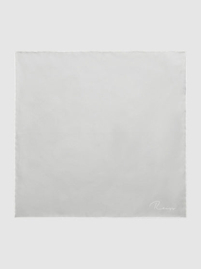 Reiss Offer - Plain Silk Pocket Square in Silver