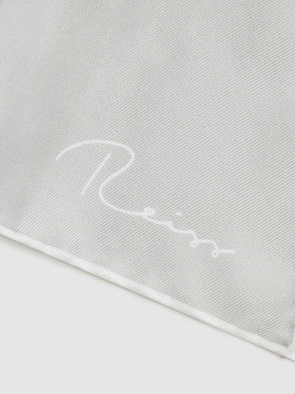 Reiss Offer - Plain Silk Pocket Square in Silver