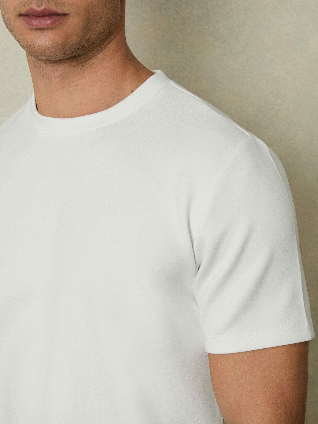 Reiss Offer - Interlock Jersey Crew Neck T-Shirt in White