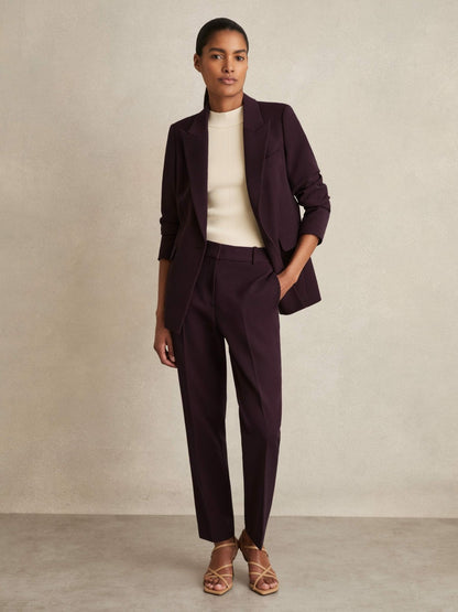 Reiss Slim Fit Suit Trousers in Berry