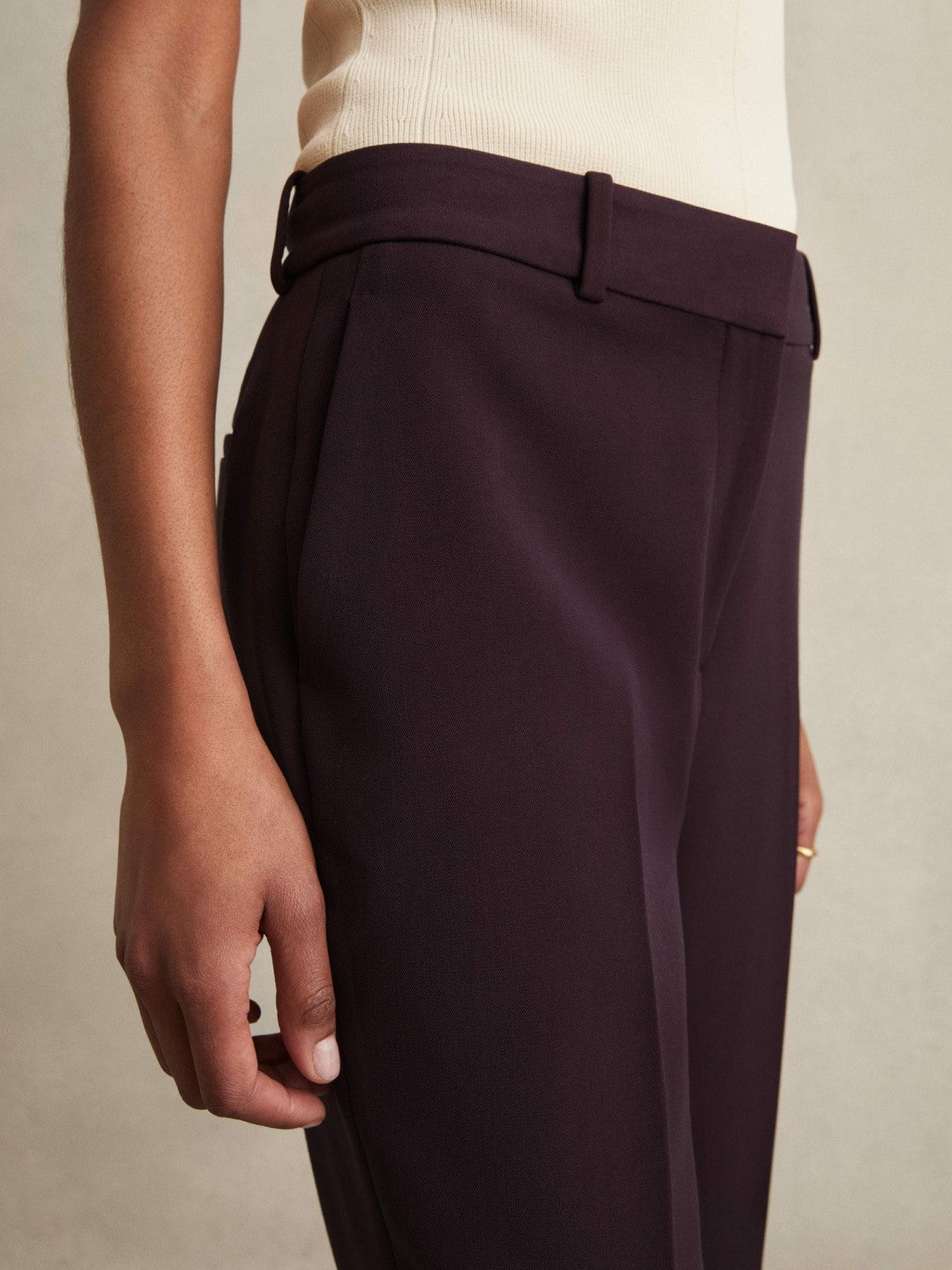 Reiss Slim Fit Suit Trousers in Berry