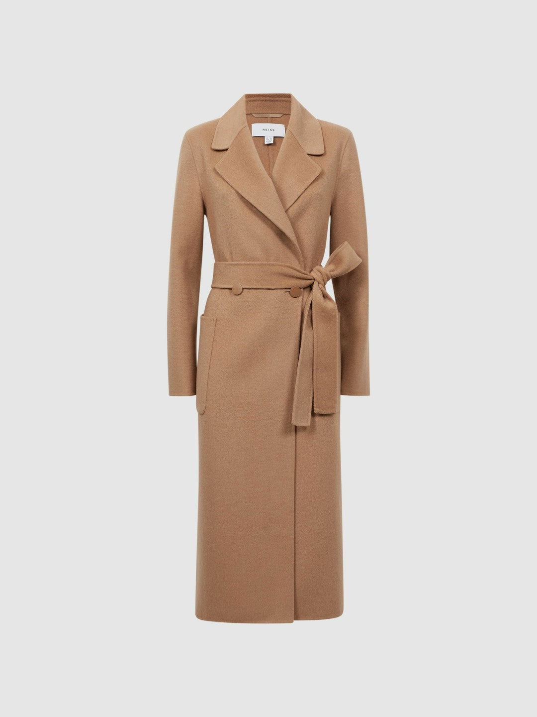 Reiss Value - Long Wool Blend Blindseam Coat in Camel
