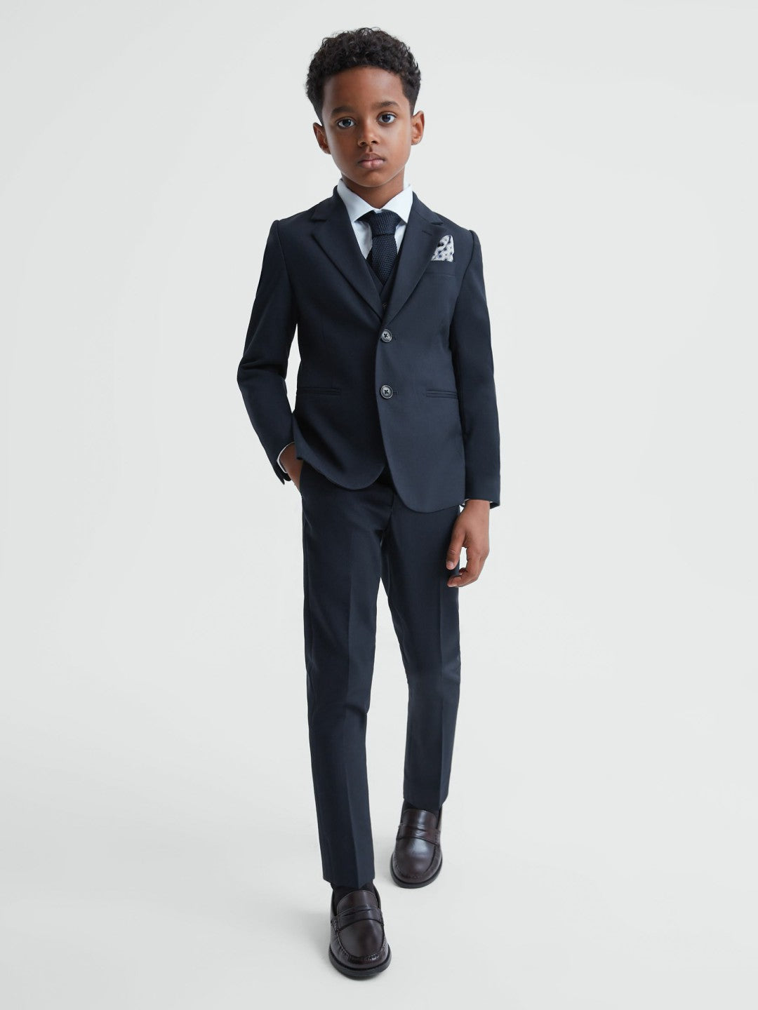 Reiss Offer - 3-9 yrs Wool Blend Adjustable Trousers in Navy