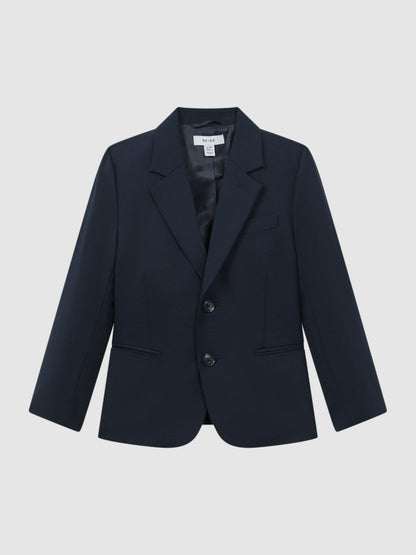 Reiss Popular Choice - 9-14 yrs Wool Blend Single Breasted Blazer in Navy
