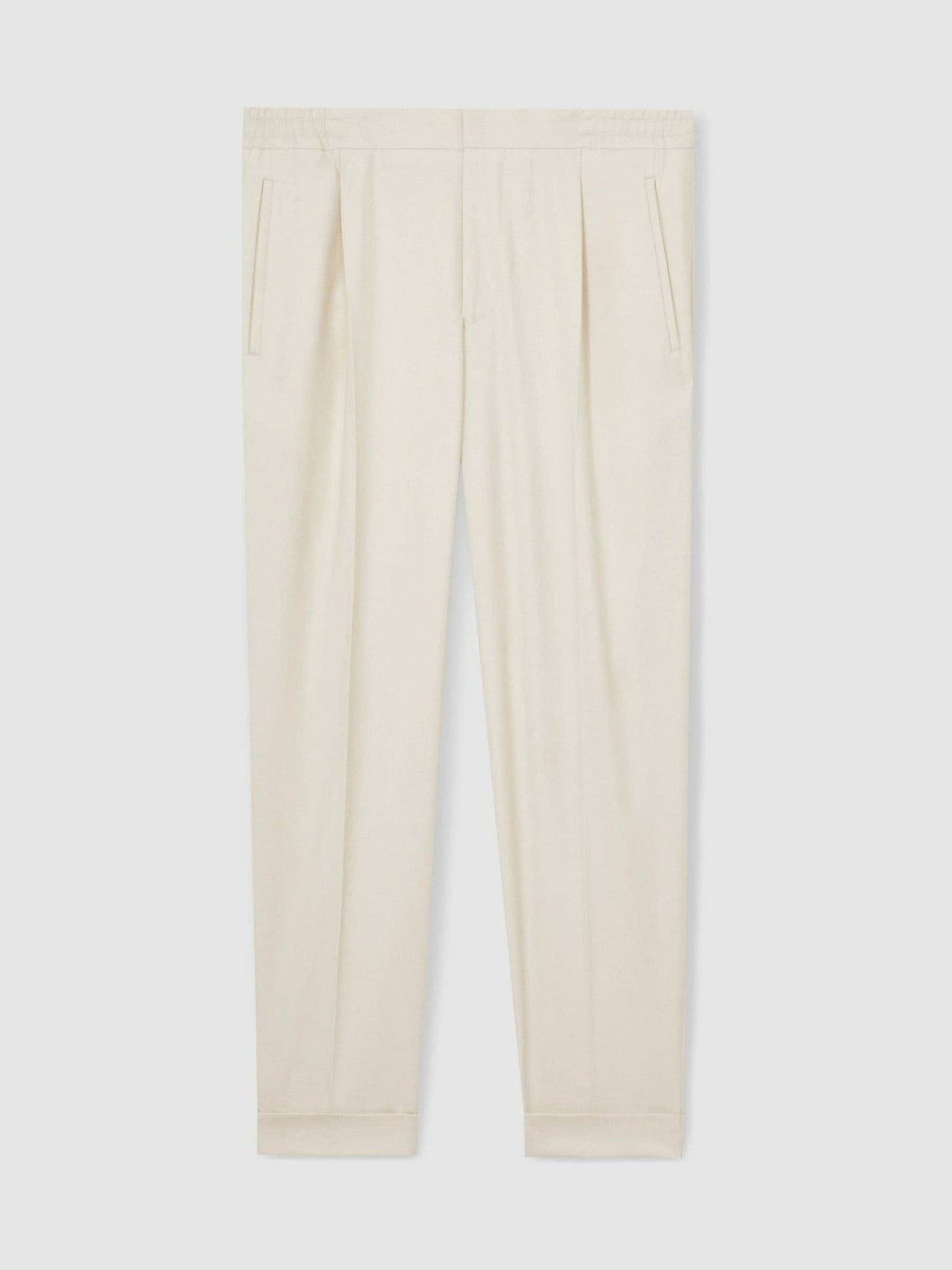 Reiss Relaxed-Fit Pleated Tapered Trousers in Ecru