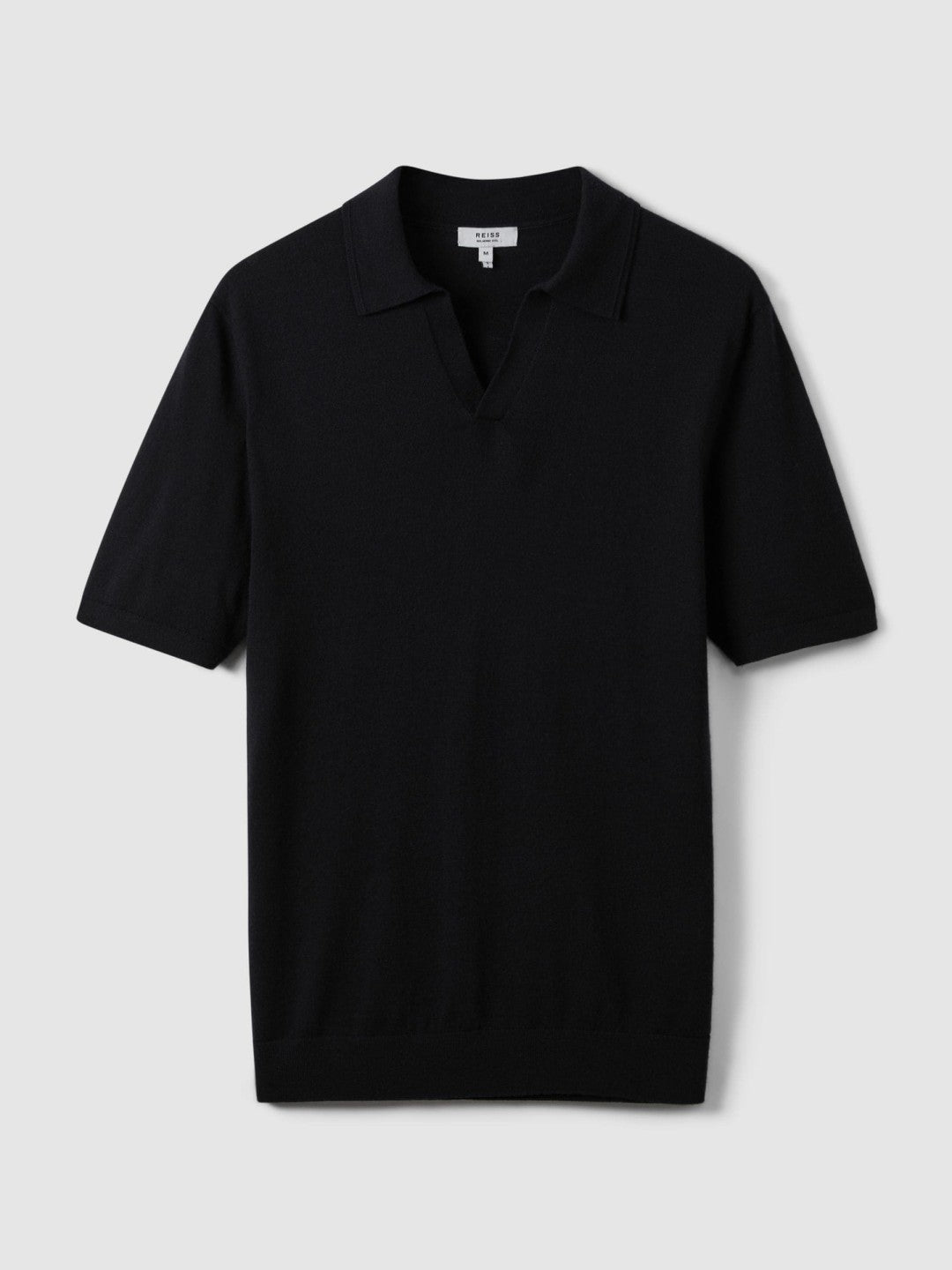 Reiss Affordable - Merino Wool Open Collar Polo Shirt in Navy
