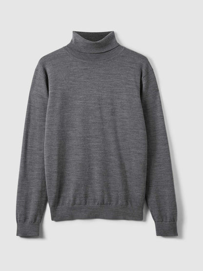 Reiss Featured - Slim Fit Merino Wool Roll Neck Jumper in Derby Grey Marl