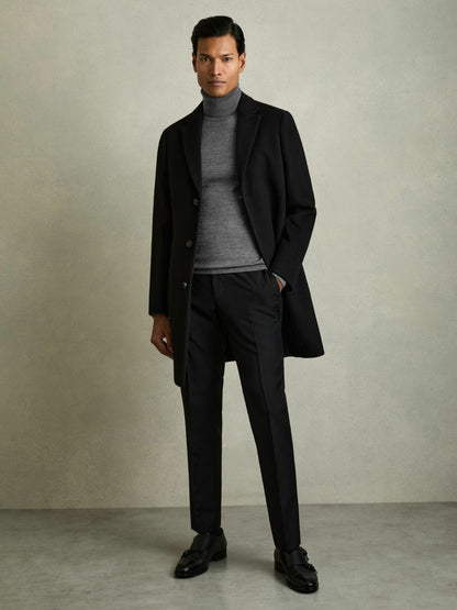 Reiss Featured - Slim Fit Merino Wool Roll Neck Jumper in Derby Grey Marl