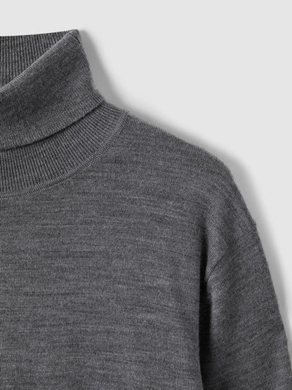 Reiss Featured - Slim Fit Merino Wool Roll Neck Jumper in Derby Grey Marl