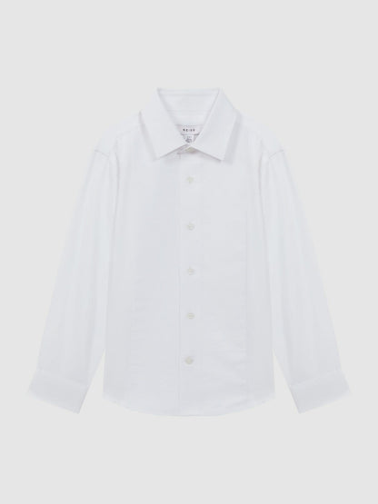 Reiss Value - 9-14 yrs Slim Fit Textured Bib Dinner Shirt in White