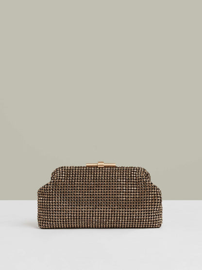 Reiss Affordable - Embellished Clutch Bag in Gold