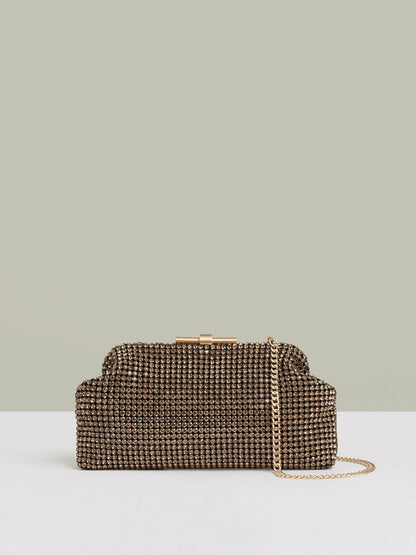 Reiss Affordable - Embellished Clutch Bag in Gold