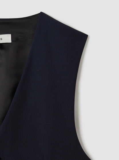 Reiss Savings - Modern Fit Wool Blend Waistcoat in Navy