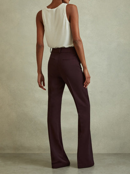 Reiss Flared Suit Trousers in Berry