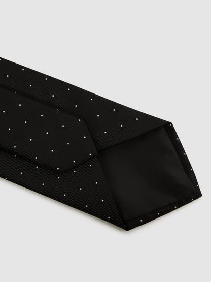 Reiss Offer - Polka Dot Silk Tie in Black
