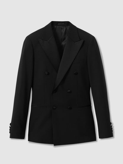 Reiss Savings - Double Breasted Tuxedo Slim Fit Jacket in Black