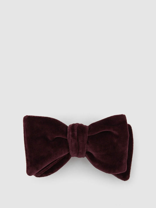 Reiss Best Seller - Velvet Bow Tie in Bordeaux