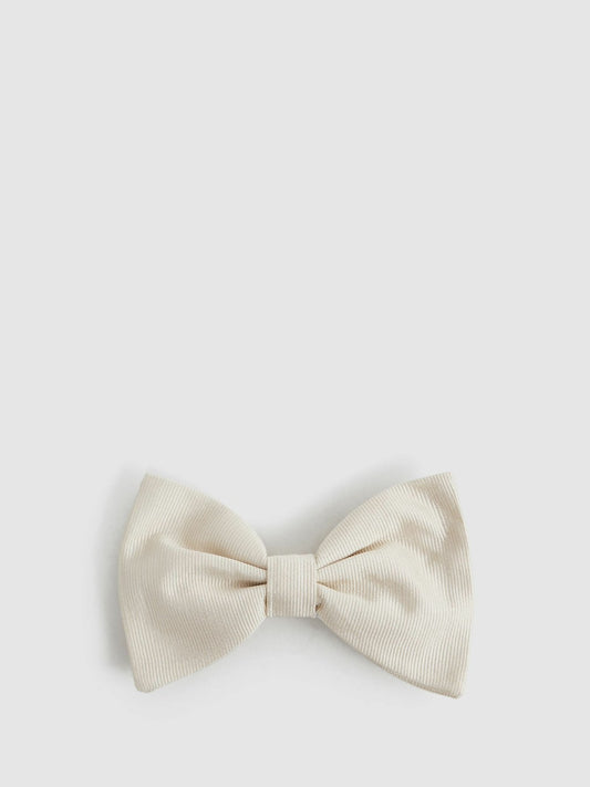 Reiss Featured - Grosgrain Silk Bow Tie in Ivory