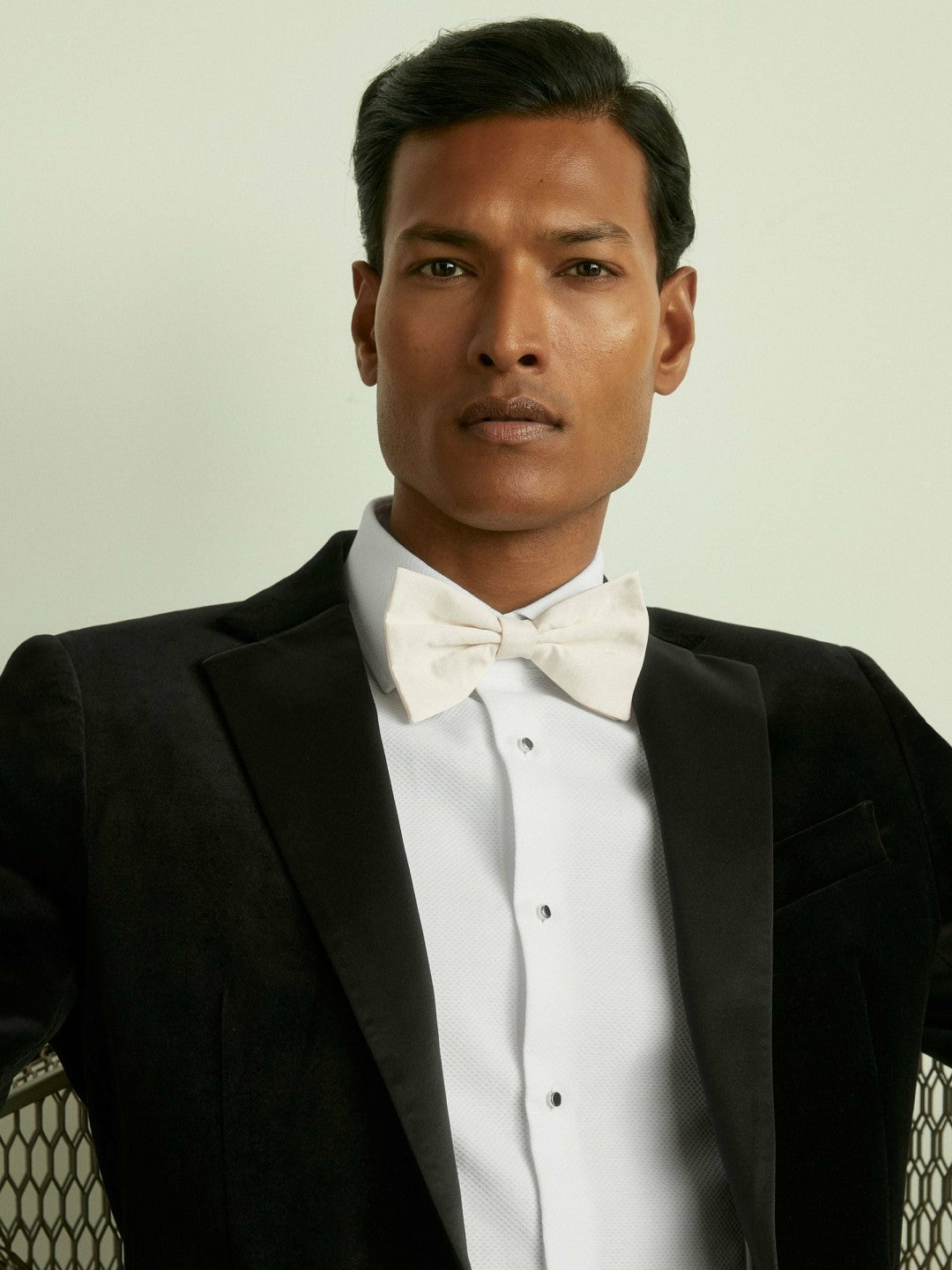 Reiss Featured - Grosgrain Silk Bow Tie in Ivory