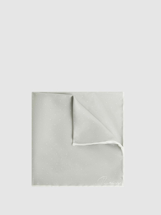 Reiss Offer - Polka Dot Silk Pocket Square in Silver