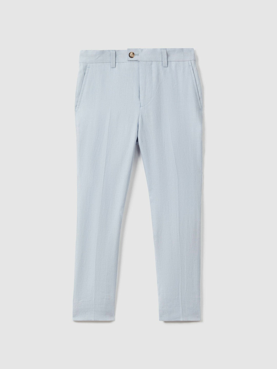 Reiss Best Seller - 9-13 yrs Slim Fit Linen Adjustable Trousers in Soft Blue