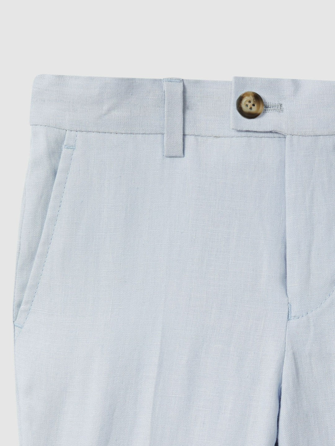 Reiss Best Seller - 9-13 yrs Slim Fit Linen Adjustable Trousers in Soft Blue