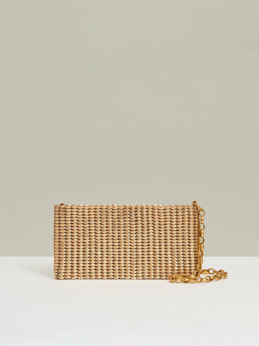 Reiss Featured - Beaded Removable Strap Shoulder Bag in Gold