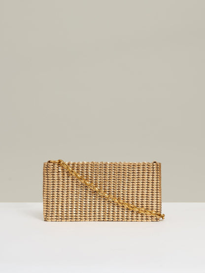 Reiss Featured - Beaded Removable Strap Shoulder Bag in Gold