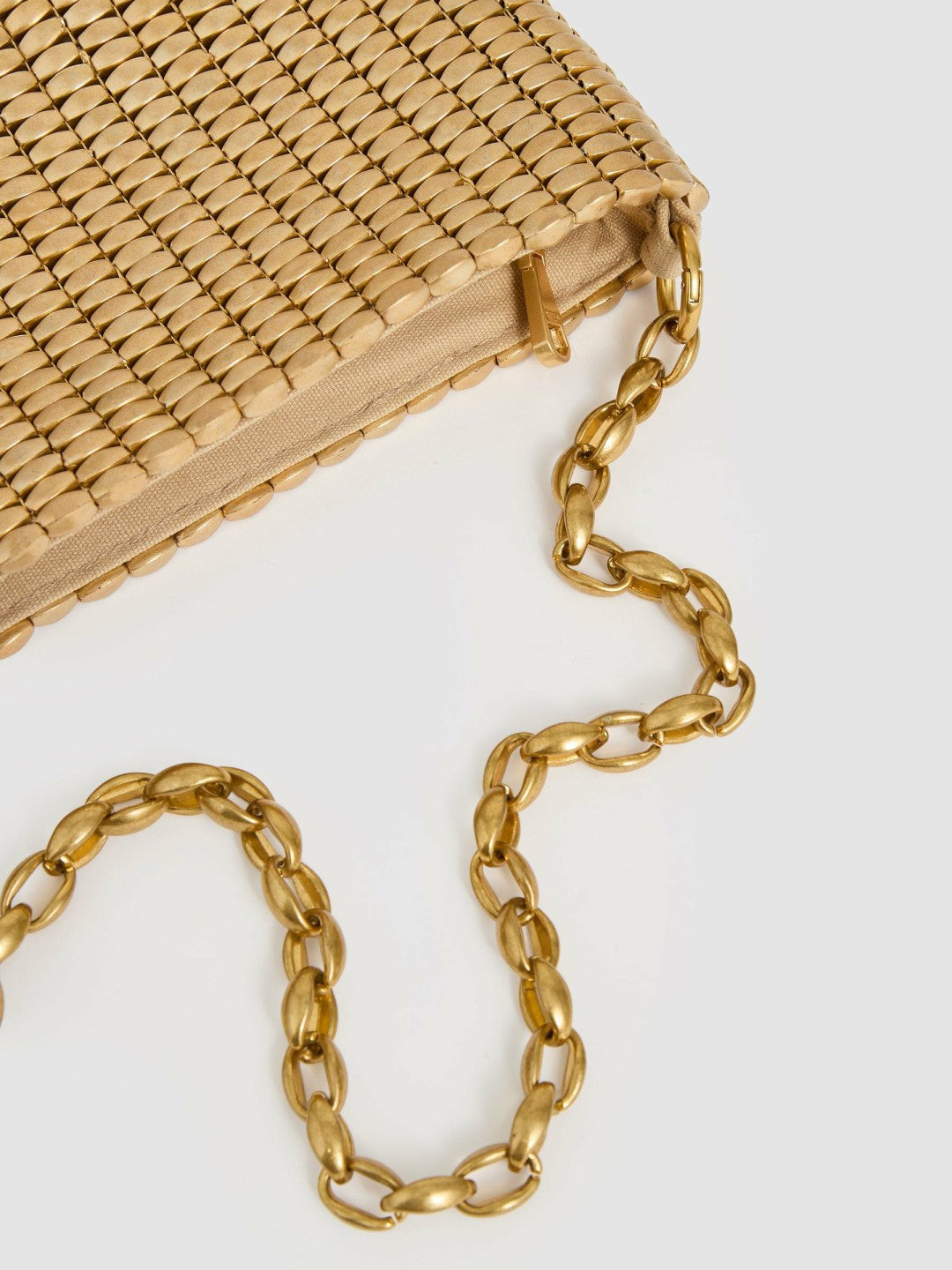 Reiss Featured - Beaded Removable Strap Shoulder Bag in Gold