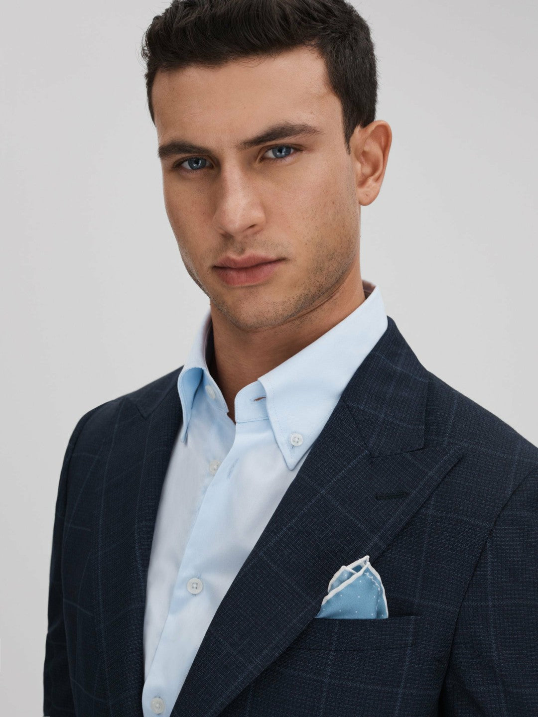 Reiss Offer - Polka Dot Silk Pocket Square in Blue