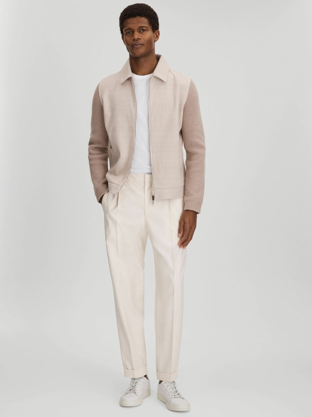 Reiss Savings - Harrys of London Grained Leather Trainers in White