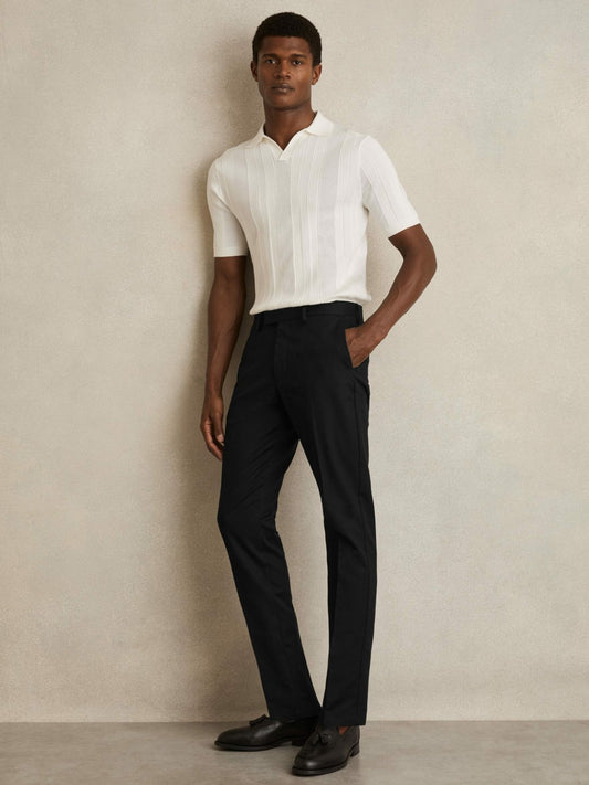 Reiss Deal - Slim Fit Cotton Blend Chinos in Black