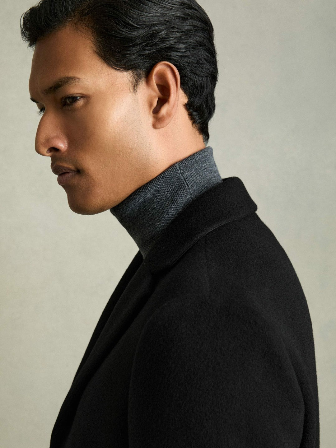 Reiss Deal - Wool Blend Single Breasted Epsom Overcoat in Black