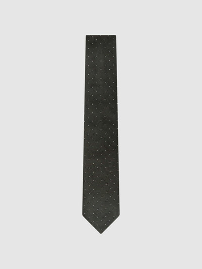 Reiss Deal - Polka Dot Silk Tie in Dark Green