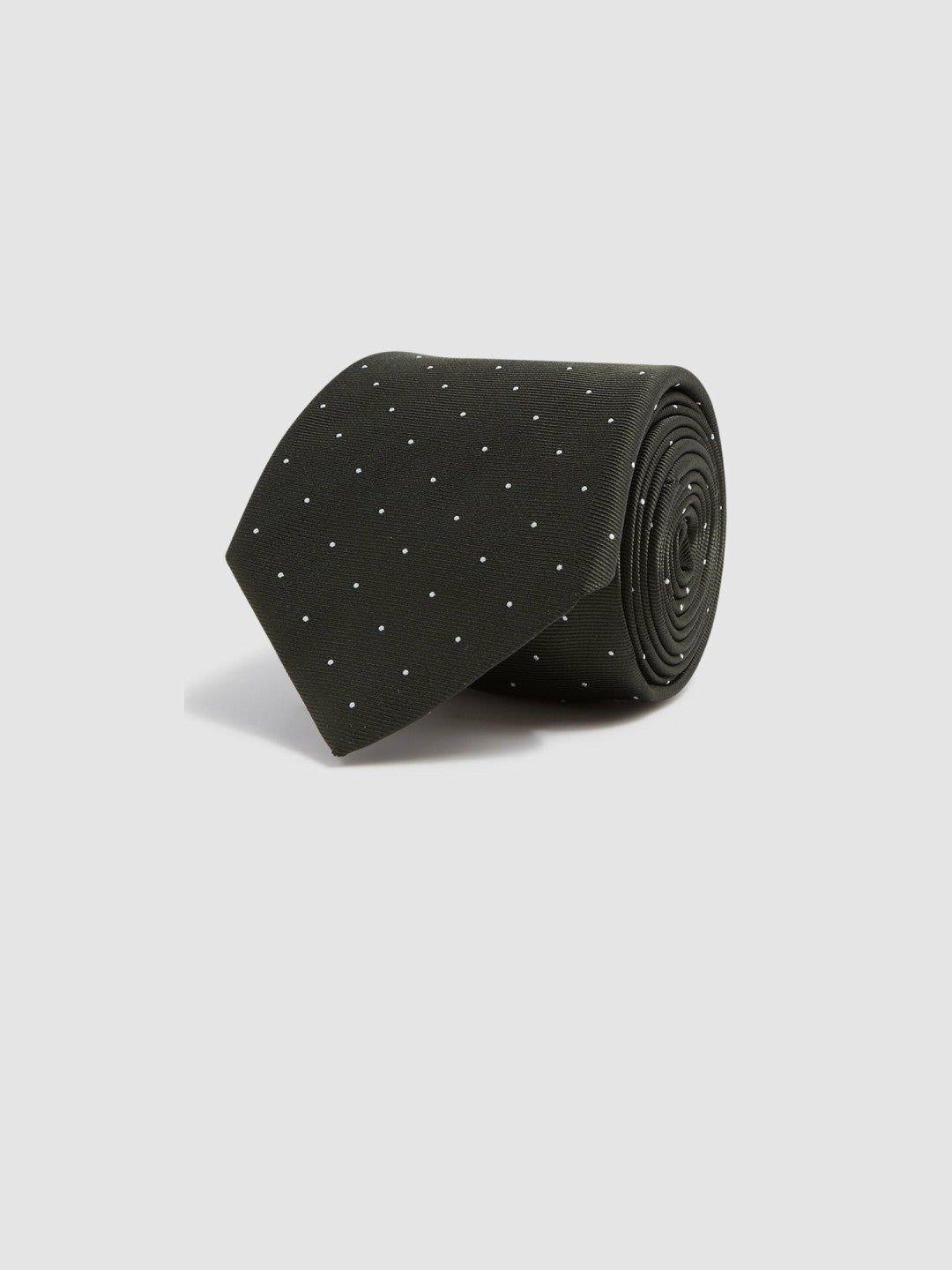 Reiss Deal - Polka Dot Silk Tie in Dark Green