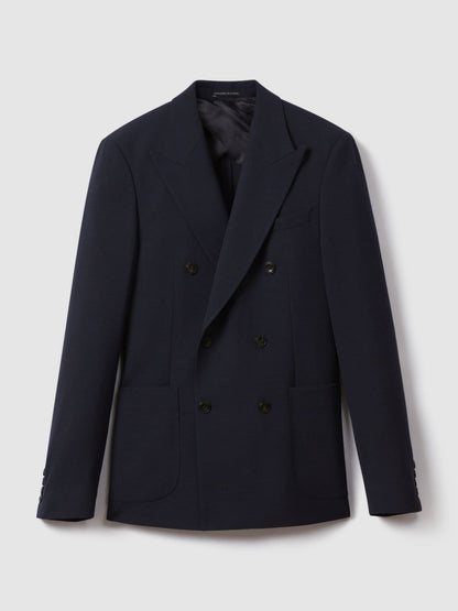 Reiss Best Seller - Double Breasted Suit Blazer Slim Fit in Navy