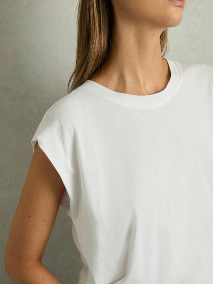 Reiss Savings - Cotton Capped Sleeve T-Shirt in White
