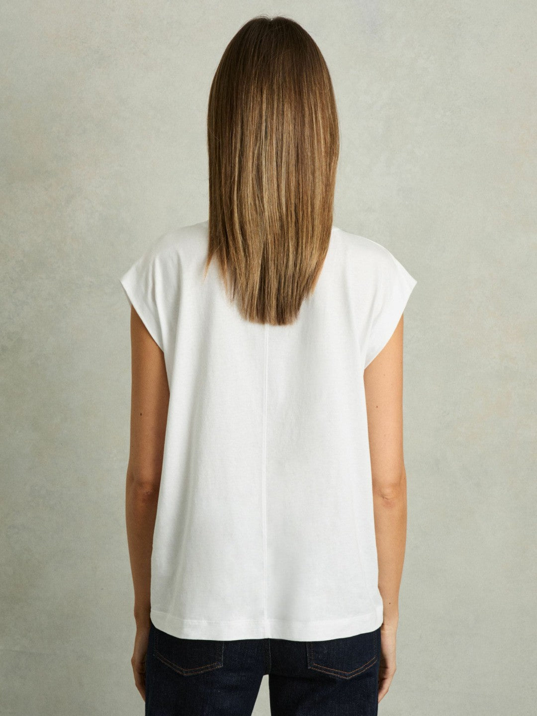 Reiss Savings - Cotton Capped Sleeve T-Shirt in White